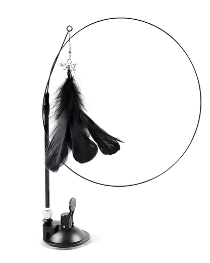 Feather & Bell Cat Toy-Interactive Wand with Suction cup